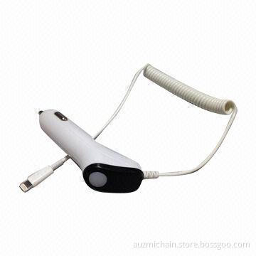 2013 New Model 2.1A USB Car Charger with Spring Retractable Cable for iPhone 5, iPad Mini